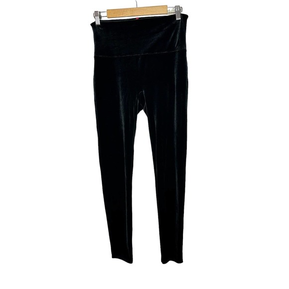 Spanx Womens Velvet Leggings XL‎ Stretch Wide Shaping Waistband Pull On Black - Picture 1 of 11